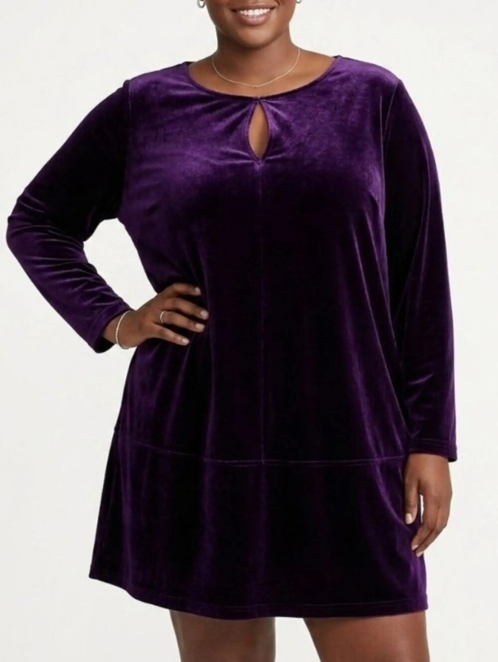 Lauren Ralph Lauren Royal Purple Velvet Keyhole Tunic Top Dress Size 2X